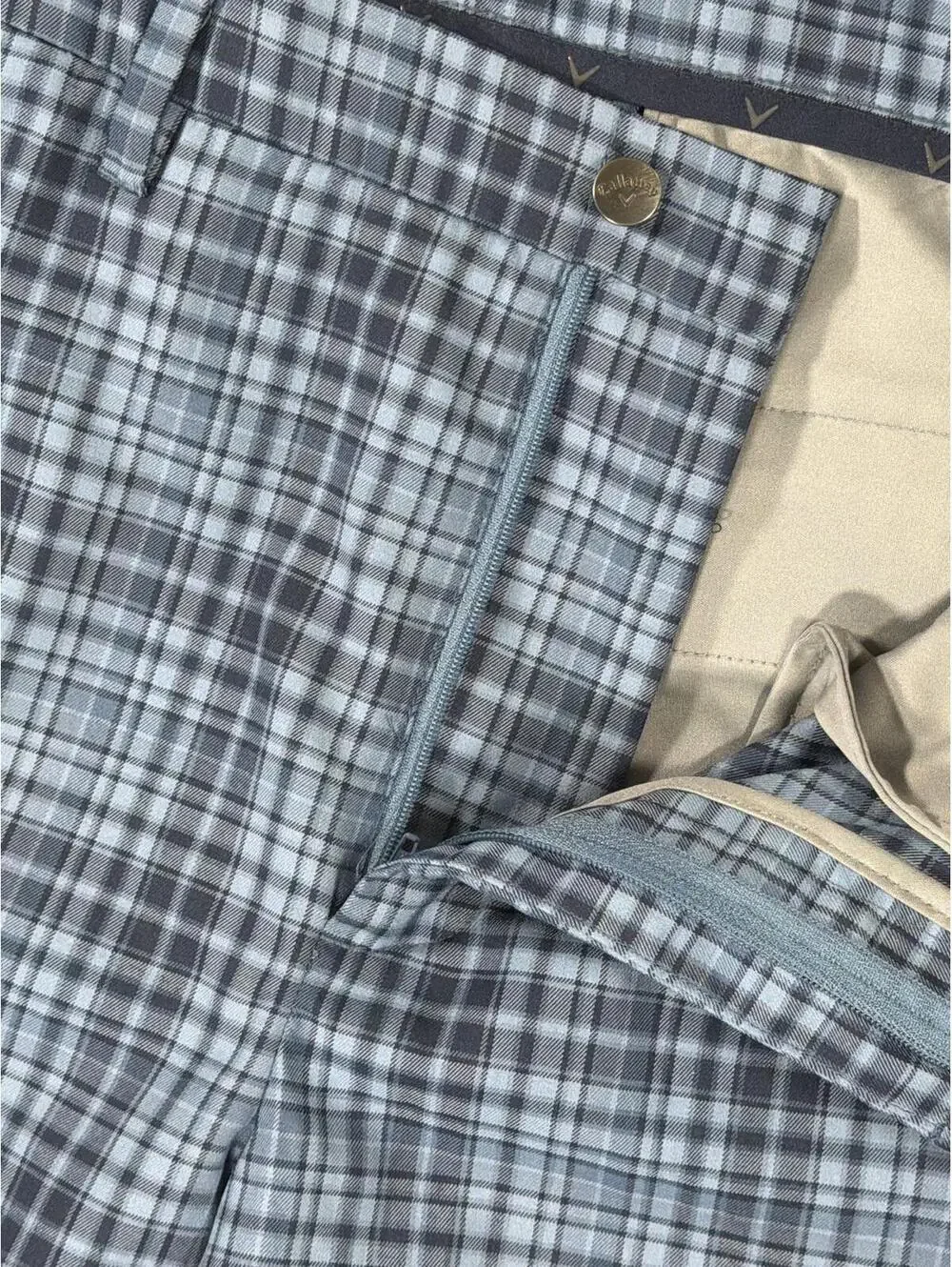Callaway Men's Blue and Black Plaid Performance Golf Shorts - Size 34